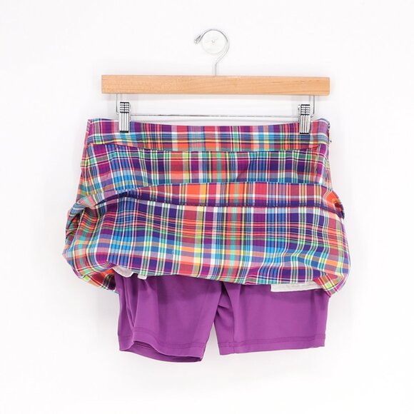 NWT RALPH LAUREN GOLF Plaid Mini Skort Colorful Purple Performance Size 4 - Picture 3 of 7